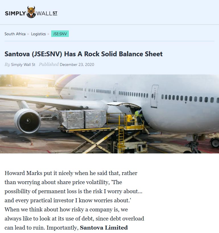 santova has a rock solid balance sheet