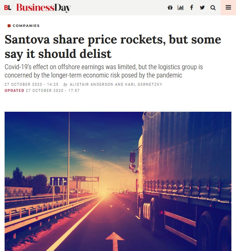 Santova share price rockets, but some say it should delist